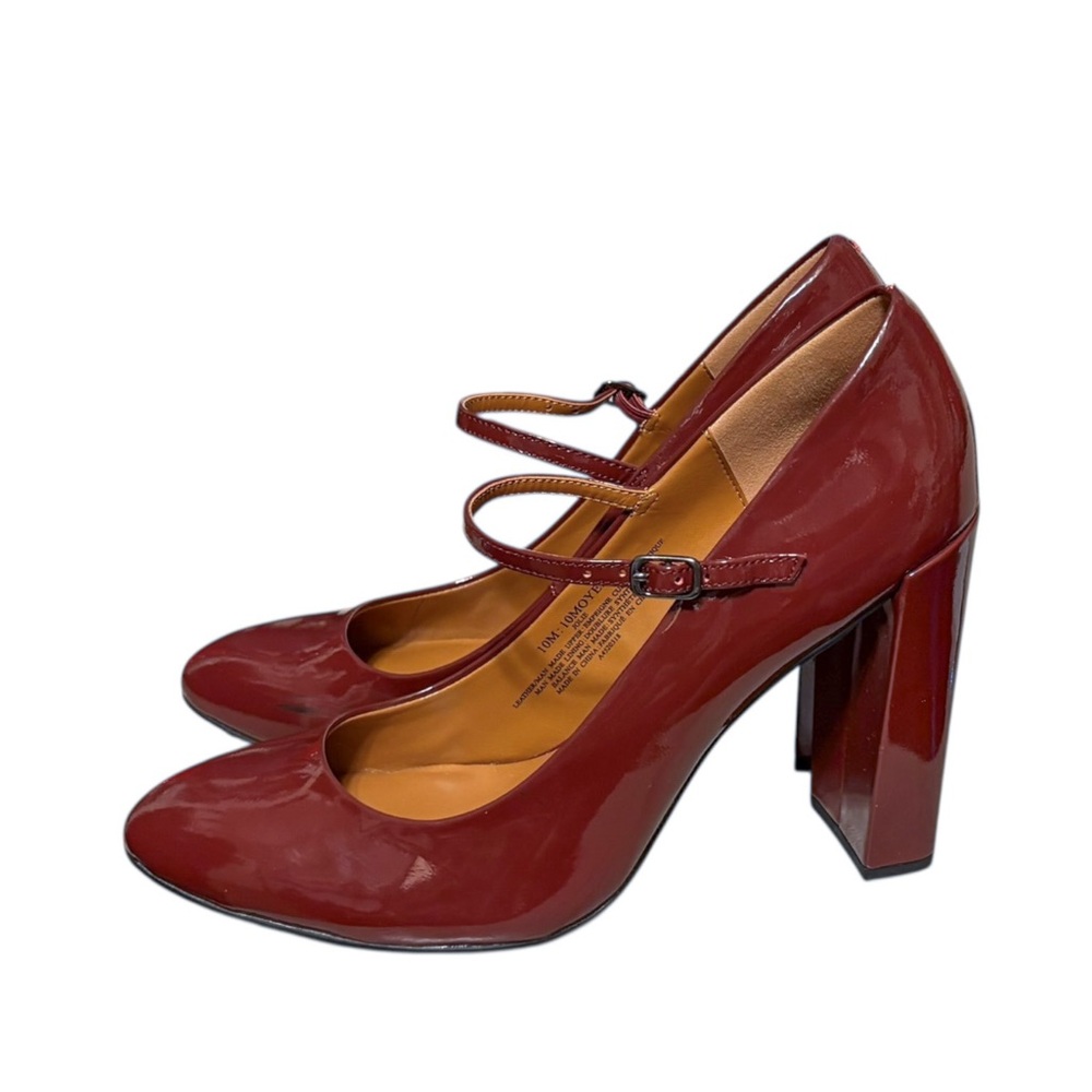 H Halston Patent Leather Mary Jane High Block Heeled Pumps - Picture 3 of 9